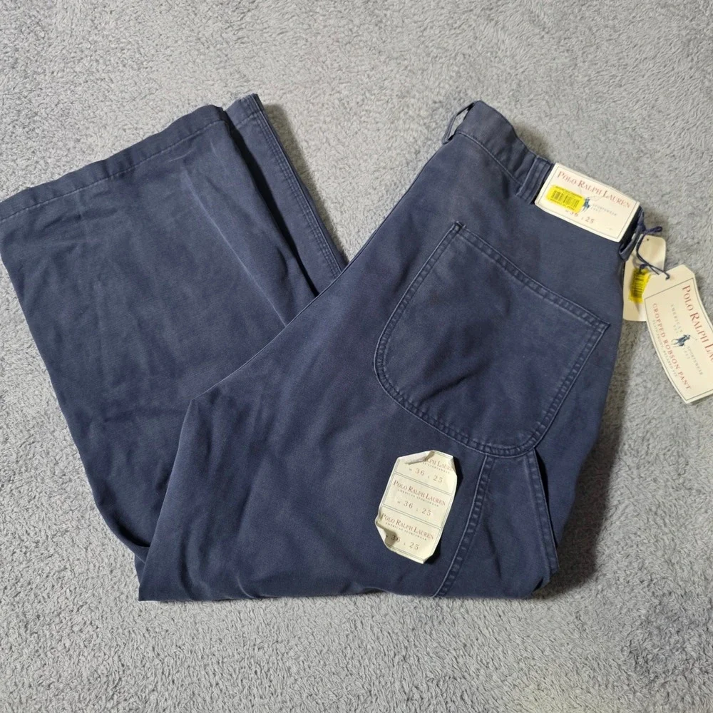 Polo Ralph Lauren Mens 36x25 Cropped Robson Pant Nvy Blue Carpenter Utility FLAW